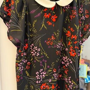 CeCe Black Dress with Red and Pink Floral Pattern